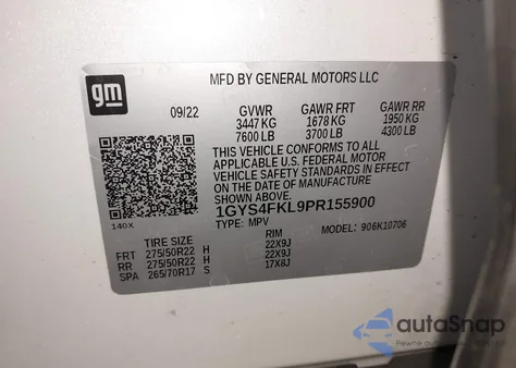 2023 Cadillac Escalade Sport z USA, uszkodzony, nr VIN 1GYS4FKL9PR155900